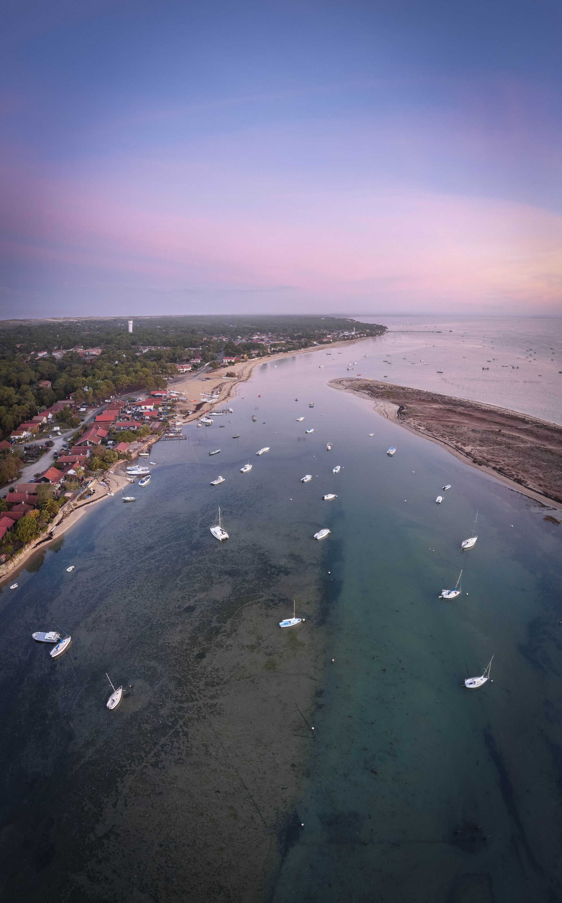 panorama aerien du cap feret au lever du soleil